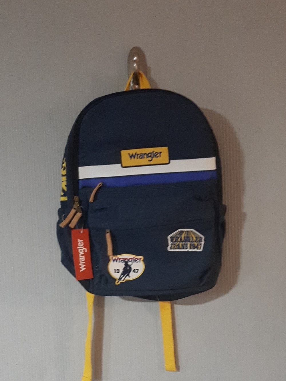 Wrangler Navy Backpack with Yellow Accents
